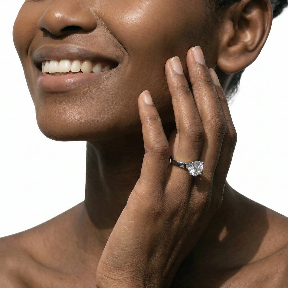 Medi Solitaire Diamond Engagement Ring with Princess Cut Diamond in 14KT Platinum view 2
