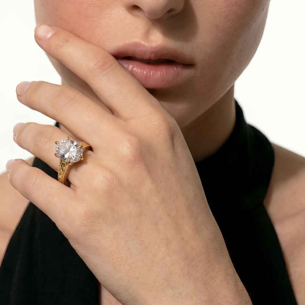 Round Cut The Seraphine Six Prong Ring with Lab Grown Diamond in 14KT Platinum view 3

