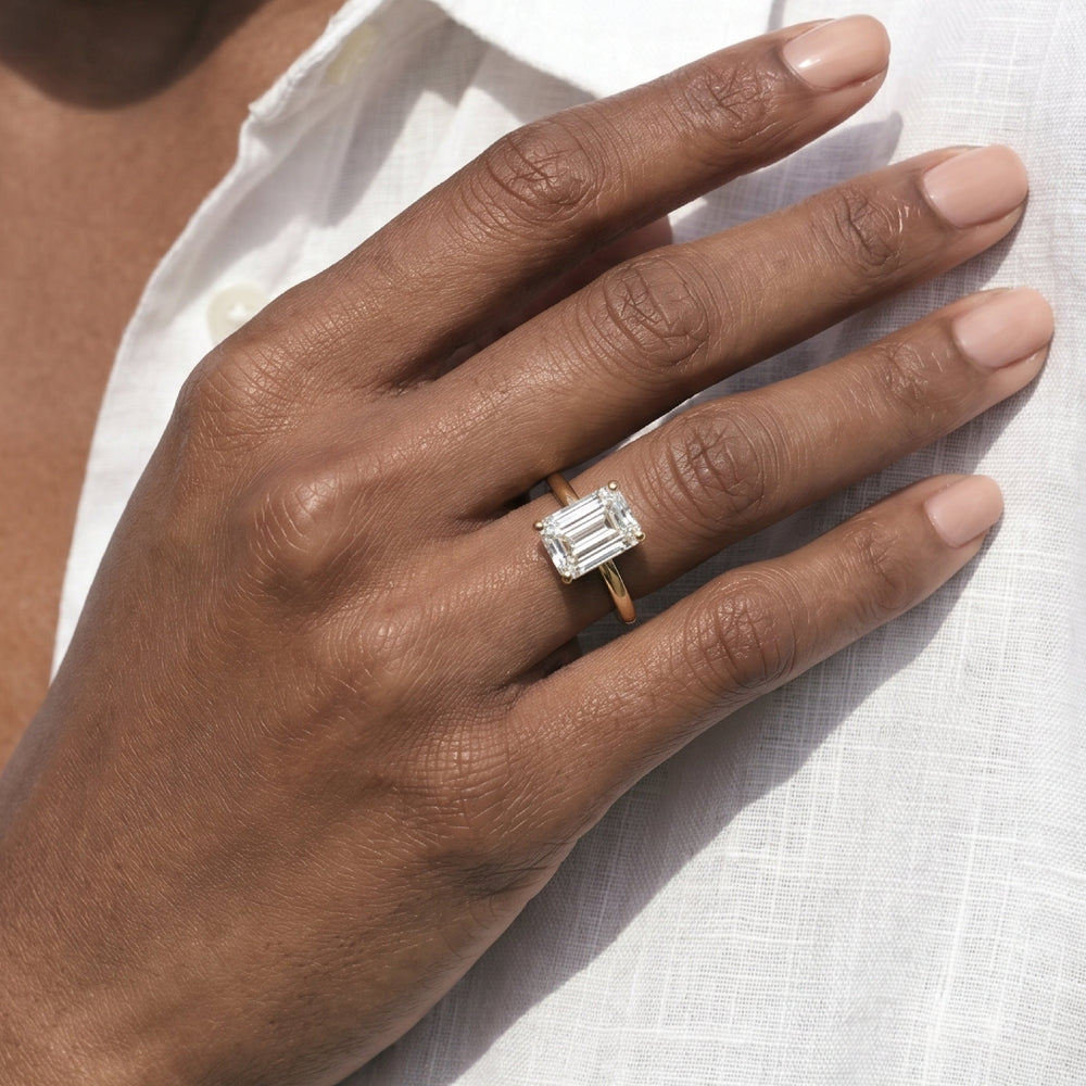 Cushion Cut Poise Basket Diamond Engagement Ring with Lab Grown Diamond in 14KT Yellow Gold view 2
