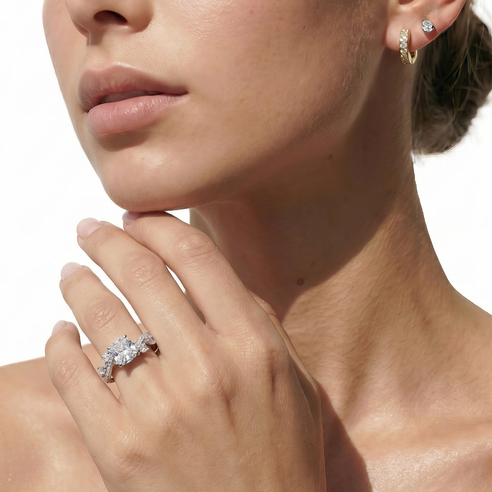 Regal Vine Engagement Ring with Cushion Cut Diamond in 14KT Platinum view 3
