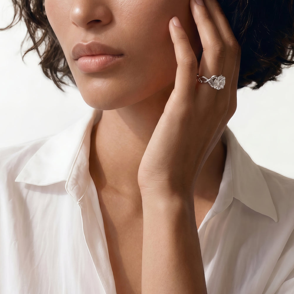 Whispering Vine Solitaire Engagement Ring with Round Cut Diamond in 14KT Yellow Gold view 2
