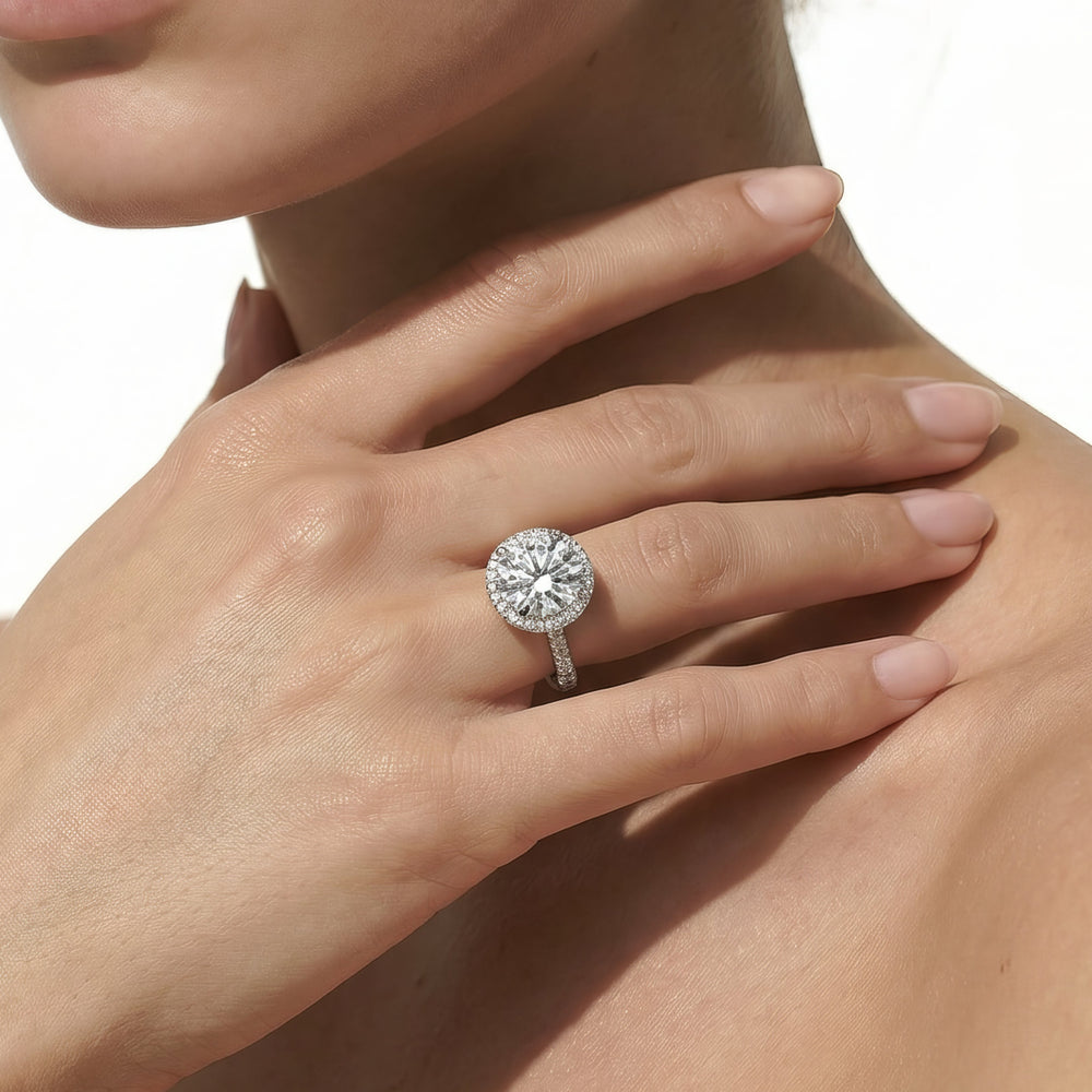 The Windsor Halo Ring with Oval Cut Diamond in 14KT Platinum view 4

