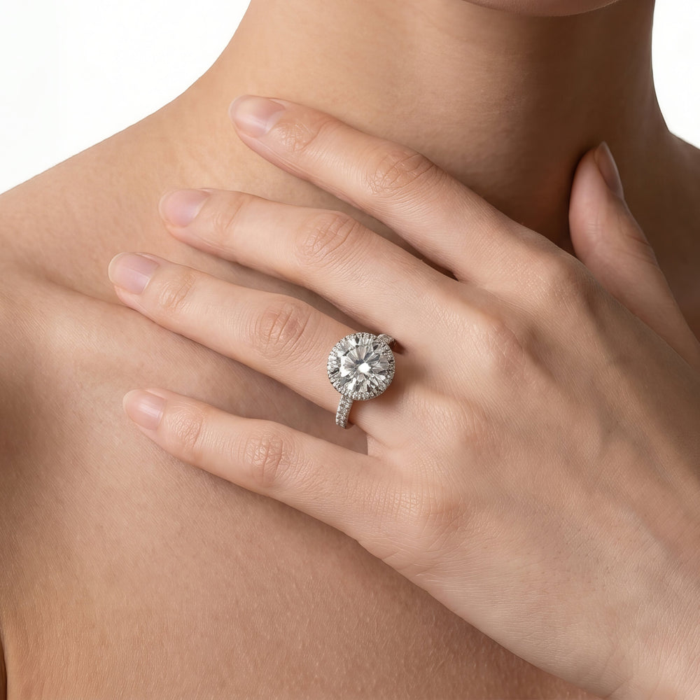 The Windsor Halo Ring with Round Cut Diamond in 14KT Platinum view 3
