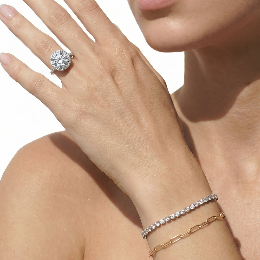 The Windsor Halo Ring with Oval Cut Diamond in 14KT Platinum view 6
