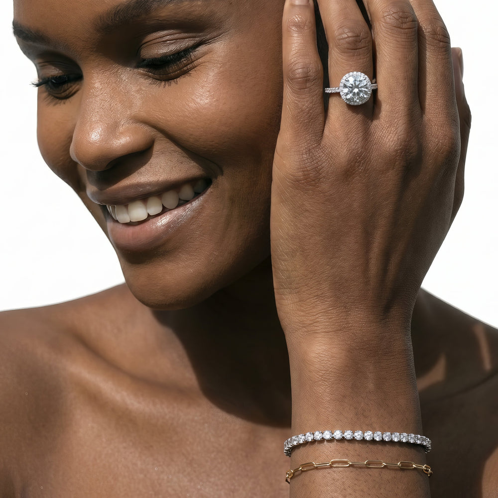 The Windsor Halo Ring with Oval Cut Diamond in 14KT Platinum view 5
