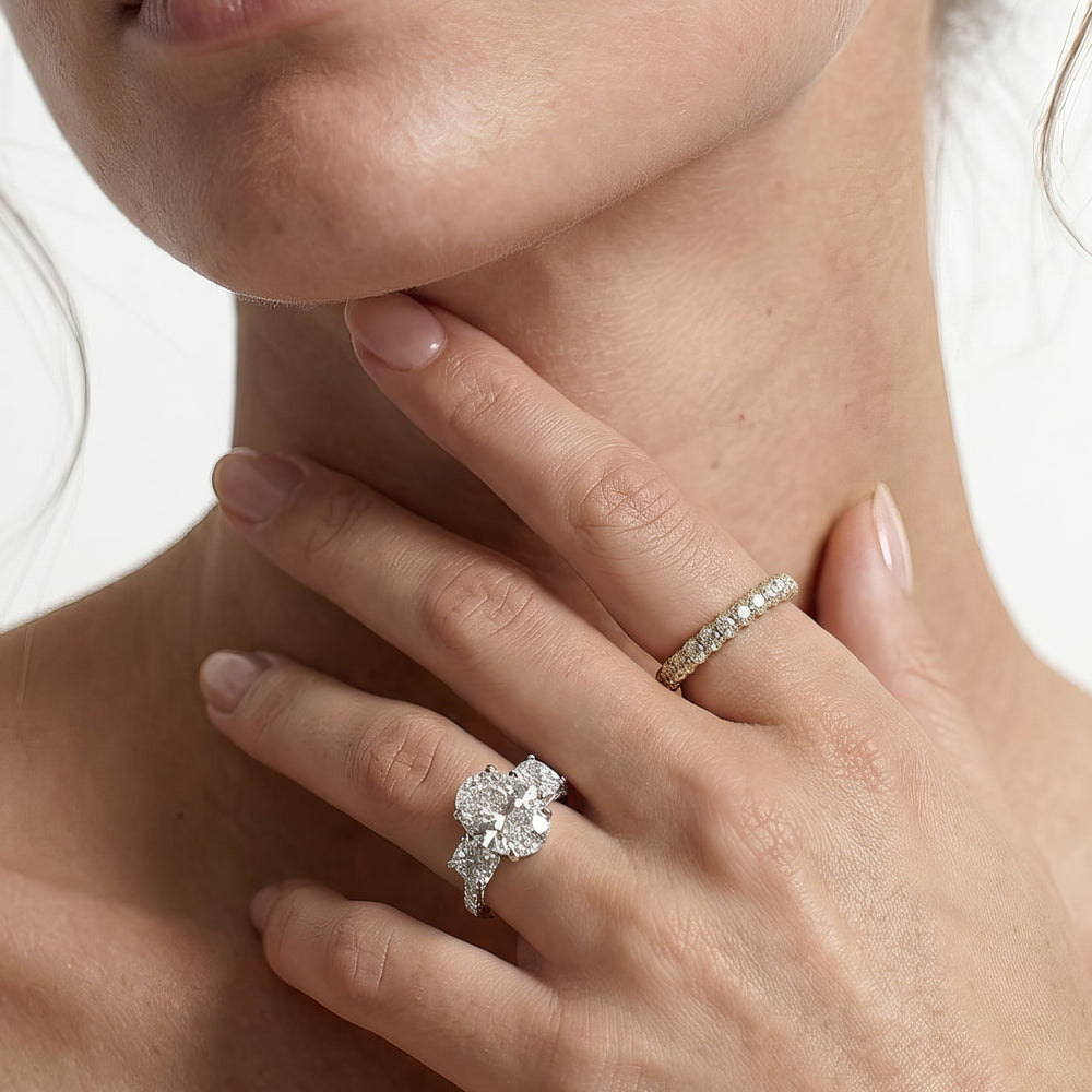 The Windsor Round Three Stone Ring with Round Cut Diamond in 14KT Platinum view 4
