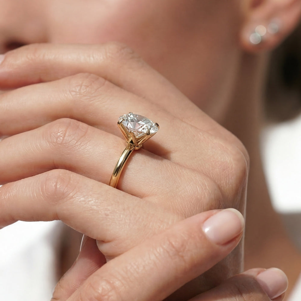 The W Classic Engagement Ring with Emerald Cut Diamond in 14KT Rose Gold view 3
