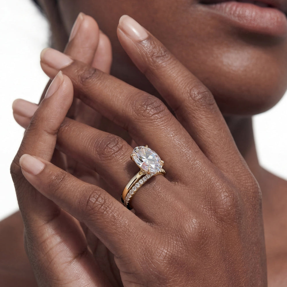 The W Classic Engagement Ring with Cushion Cut Diamond in 14KT Platinum view 5
