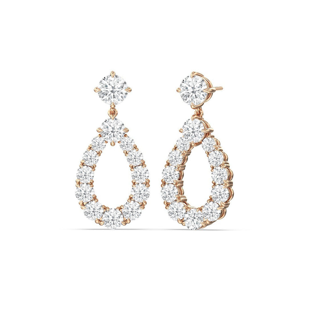 Elegance Tear Drop Earrings with 14KT Rose Gold / Lab / 7 3/4 Cut Diamond in 14KT Rose Gold / Lab / 7 3/4 view 1
