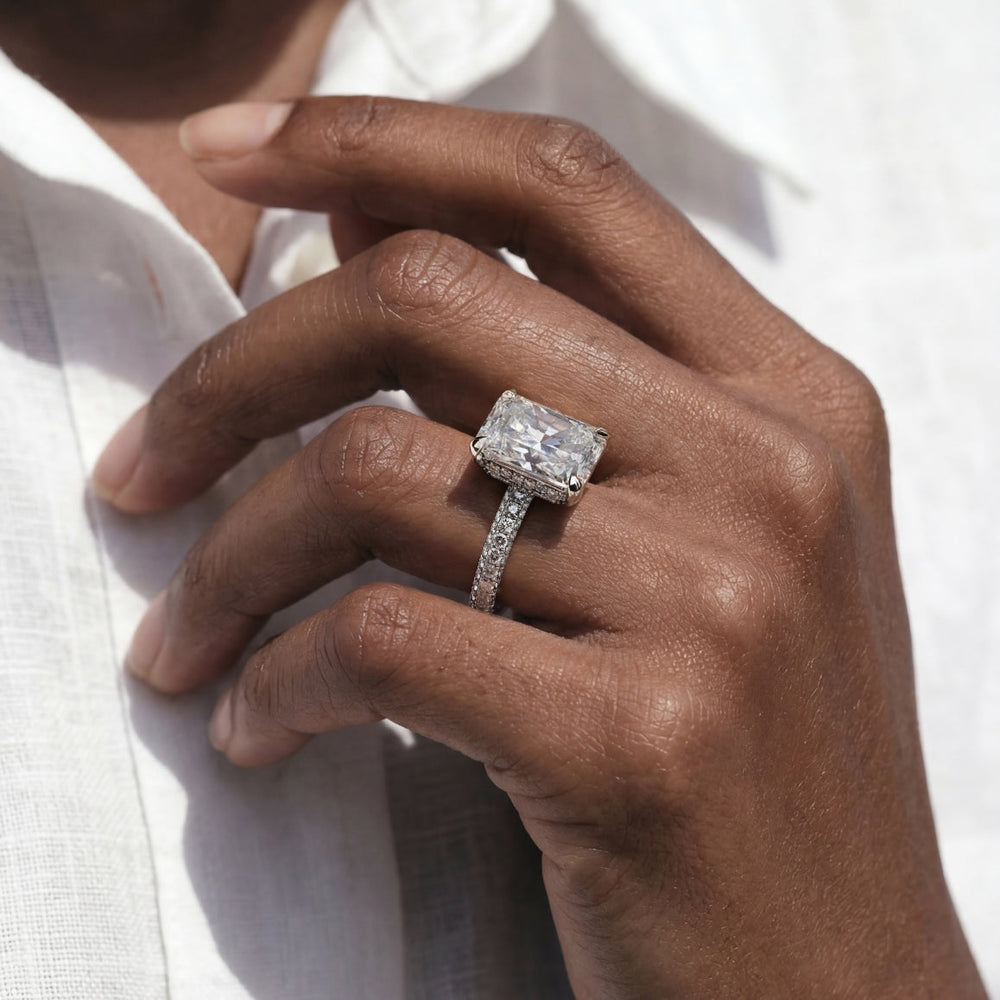 Radiant Cut The Windsor Ring with Lab Grown Diamond in 14KT Platinum view 5

