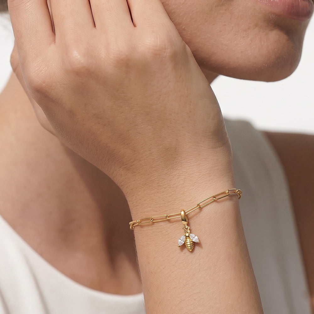 The Trace Chain Bracelet + Melora with Lab Cut Diamond in 14KT White Gold view 2
