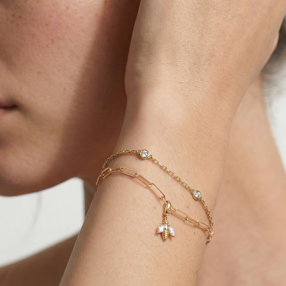 The Trace Chain Bracelet + Melora with Lab Cut Diamond in 14KT White Gold view 3
