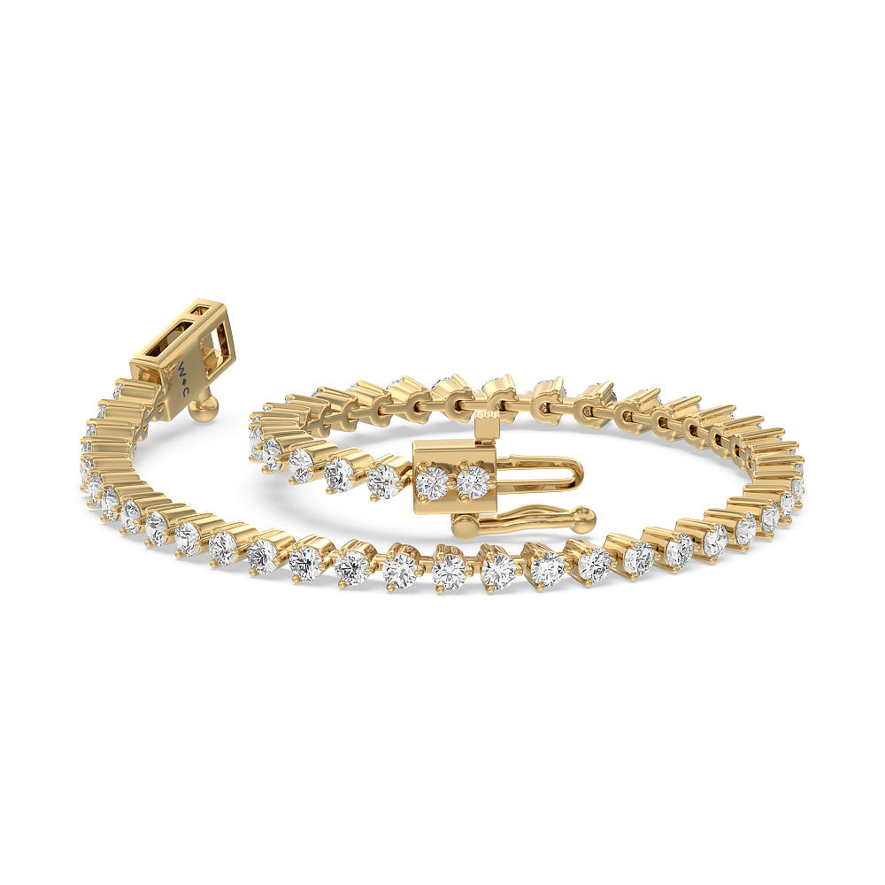 Three Prong Lab Diamond Tennis Bracelet with 2 5/8 Cut Diamond in 14KT Yellow Gold view 3
