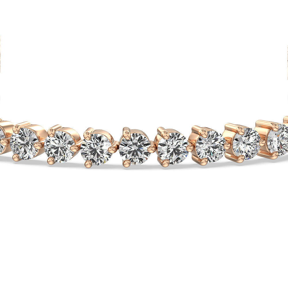 Three Prong Lab Diamond Tennis Bracelet with 11 1/6 Cut Diamond in 14KT Rose Gold view 4
