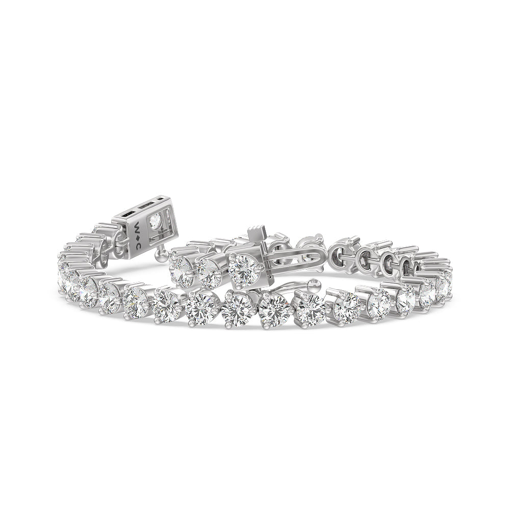 Three Prong Lab Diamond Tennis Bracelet with 11 1/6 Cut Diamond in 14KT White Gold view 2
