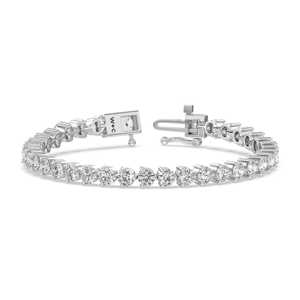 Three Prong Lab Diamond Tennis Bracelet with 11 1/6 Cut Diamond in 14KT White Gold view 3
