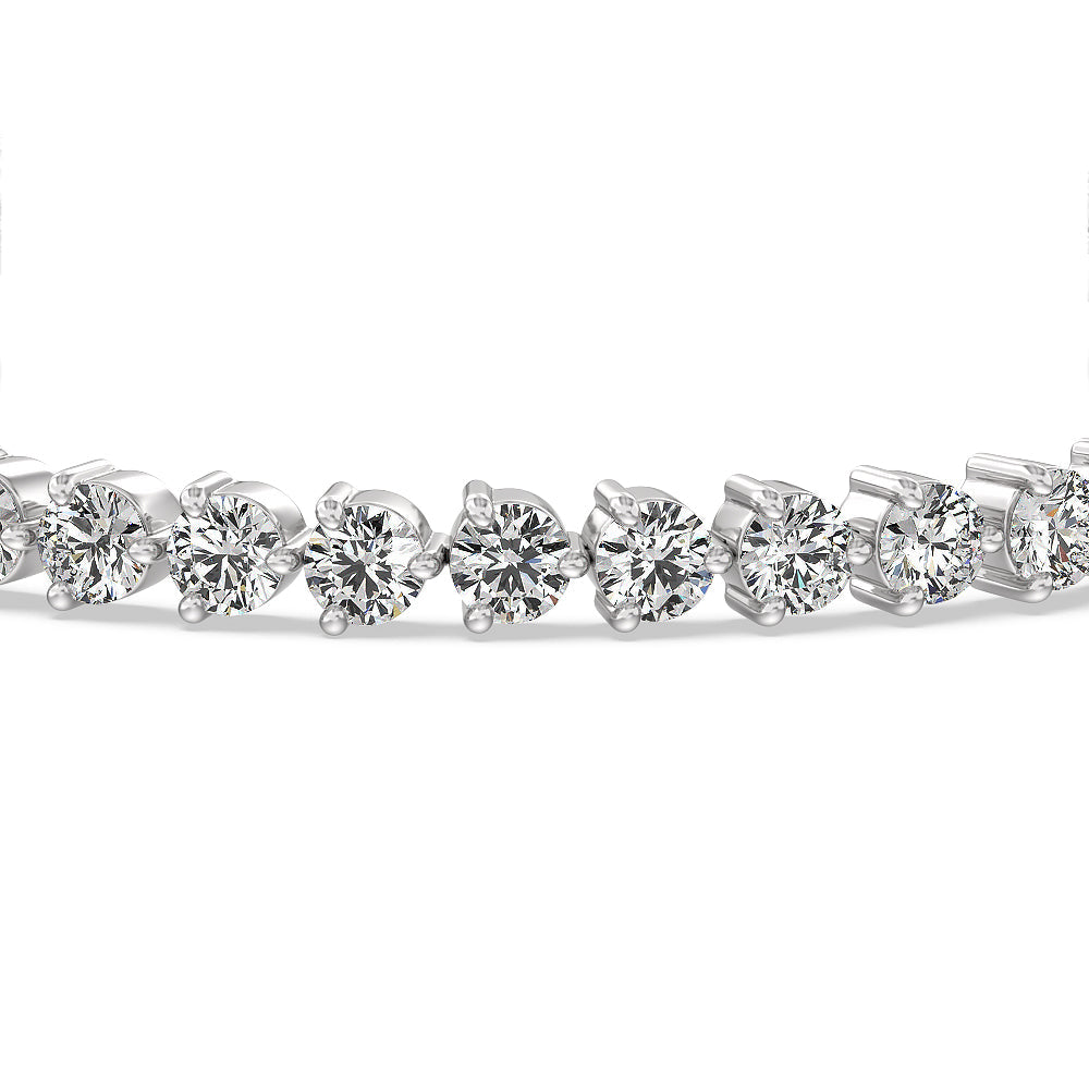 Three Prong Lab Diamond Tennis Bracelet with 11 1/6 Cut Diamond in 14KT White Gold view 4
