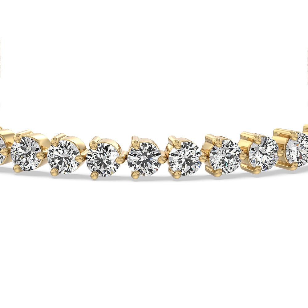 Three Prong Lab Diamond Tennis Bracelet with 11 1/6 Cut Diamond in 14KT Yellow Gold view 4
