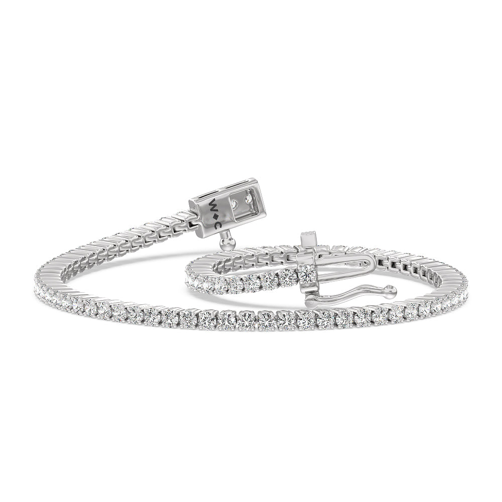 Four Prong Lab Diamond Tennis Bracelet with 1 5/8 Cut Diamond in 14KT White Gold view 2

