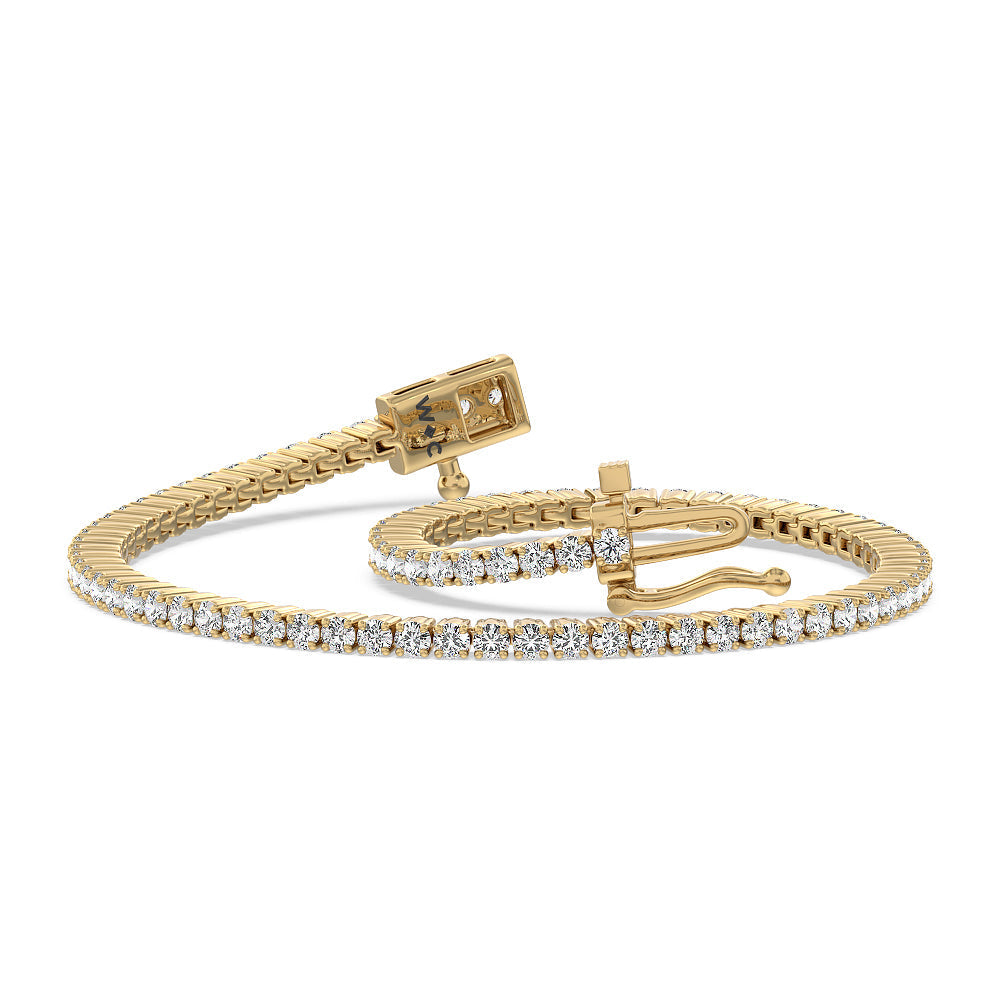 Four Prong Lab Diamond Tennis Bracelet with 1 5/8 Cut Diamond in 14KT Yellow Gold view 2
