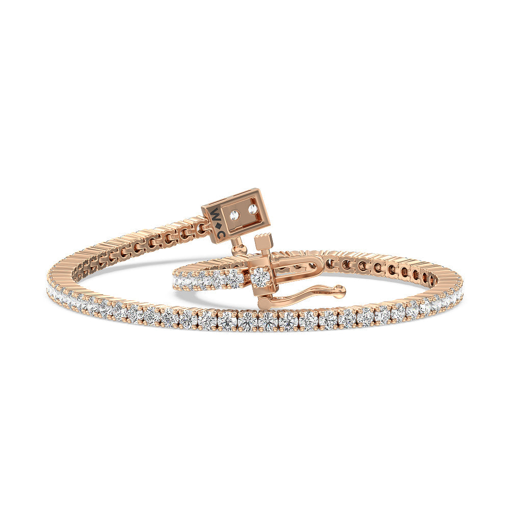 Four Prong Lab Diamond Tennis Bracelet with 2 1/2 Cut Diamond in 14KT Rose Gold view 3
