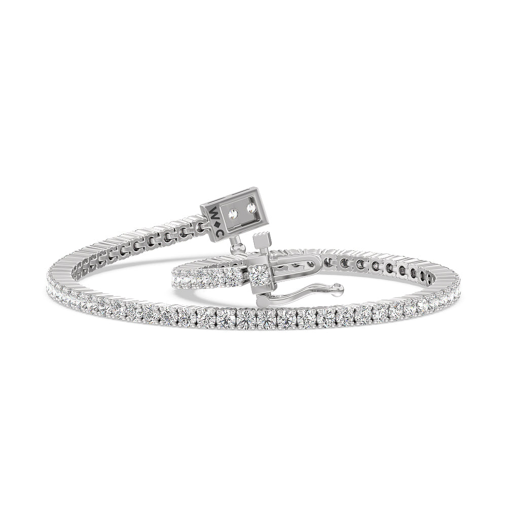 Four Prong Lab Diamond Tennis Bracelet with 2 1/2 Cut Diamond in 14KT White Gold view 2
