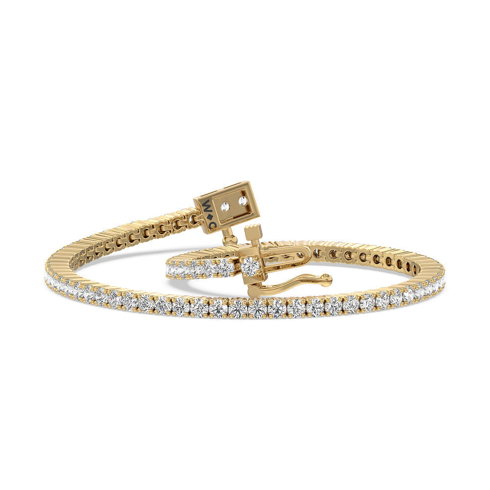 Four Prong Lab Diamond Tennis Bracelet with 2 1/2 Cut Diamond in 14KT Yellow Gold view 2
