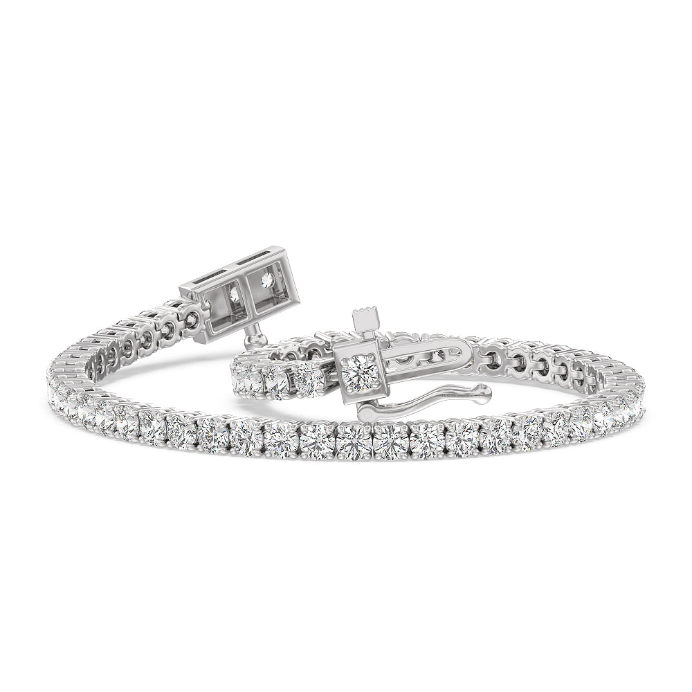 Four Prong Lab Diamond Tennis Bracelet with 5 Cut Diamond in 14KT White Gold view 2
