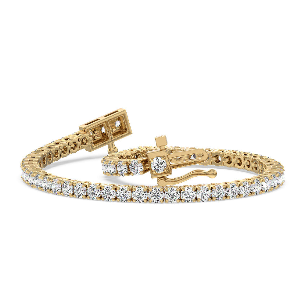 Four Prong Lab Diamond Tennis Bracelet with 5 Cut Diamond in 14KT Yellow Gold view 2
