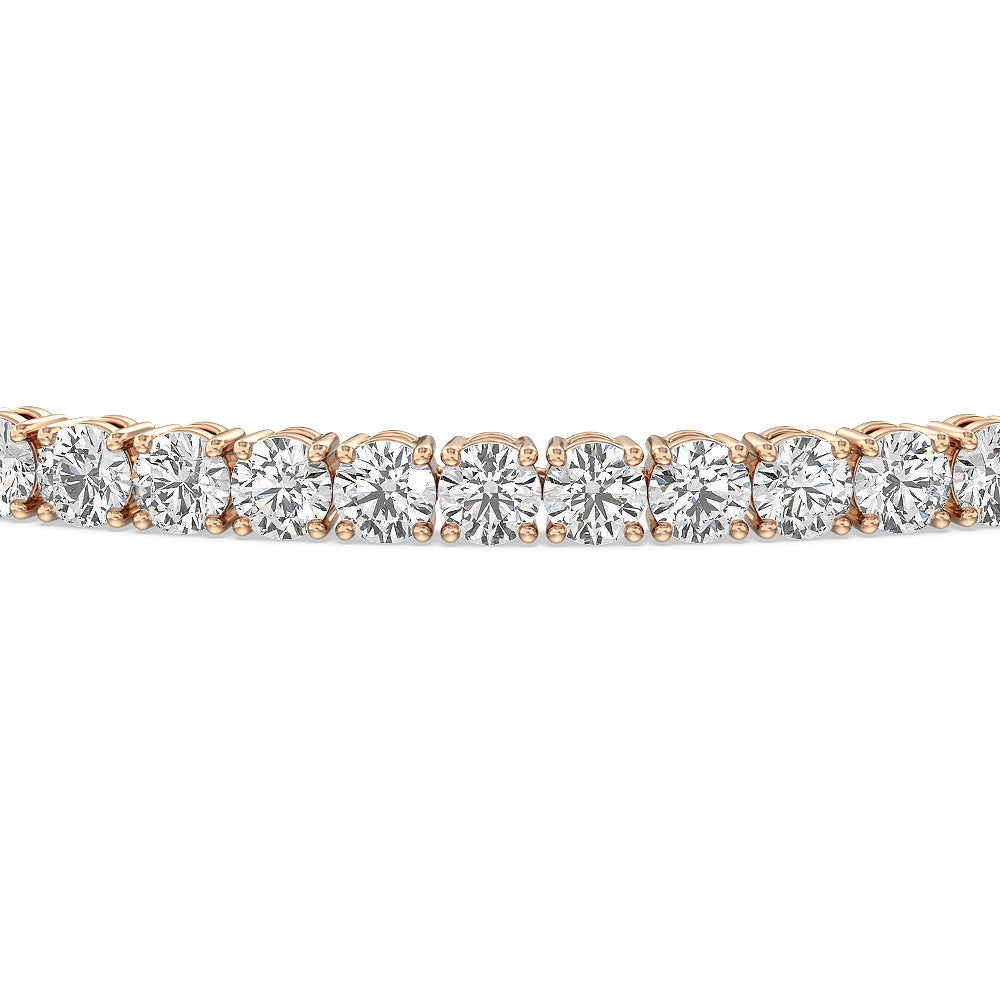 Four Prong Lab Diamond Tennis Bracelet with 6 Cut Diamond in 14KT Rose Gold view 7
