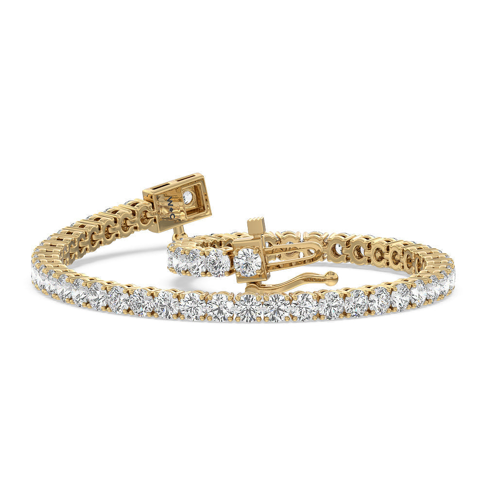 Four Prong Lab Diamond Tennis Bracelet with 6 Cut Diamond in 14KT Yellow Gold view 2

