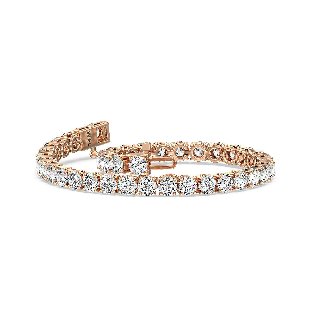 Four Prong Lab Diamond Tennis Bracelet with 8 Cut Diamond in 14KT Rose Gold view 2
