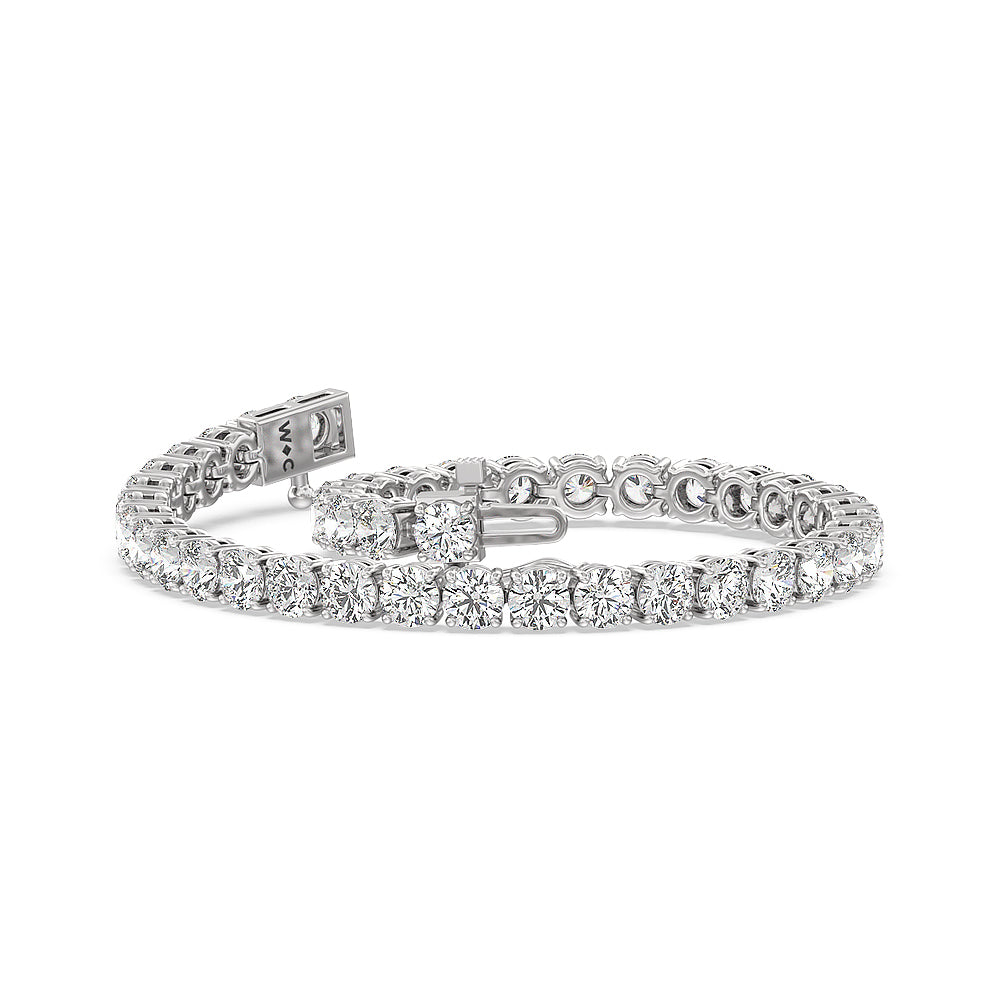 Four Prong Lab Diamond Tennis Bracelet with 8 Cut Diamond in 14KT White Gold view 2
