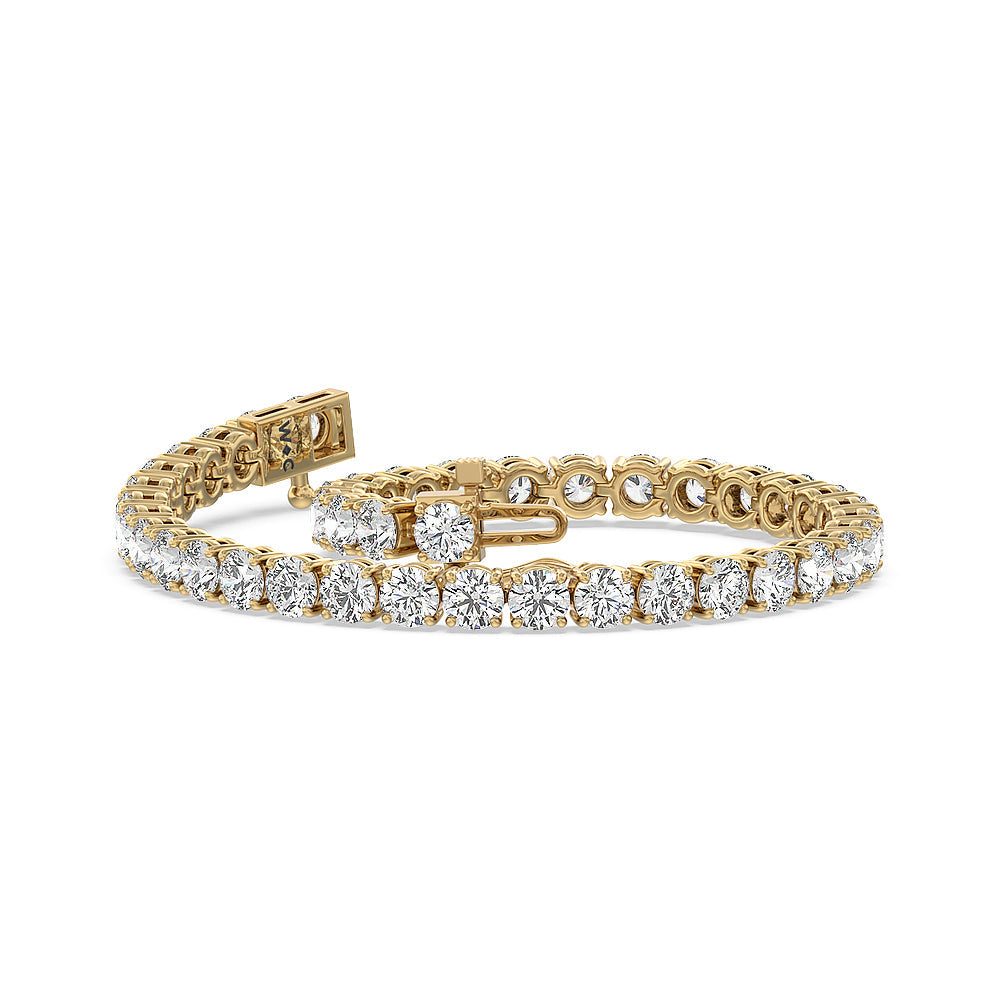 Four Prong Lab Diamond Tennis Bracelet with 8 Cut Diamond in 14KT Yellow Gold view 2
