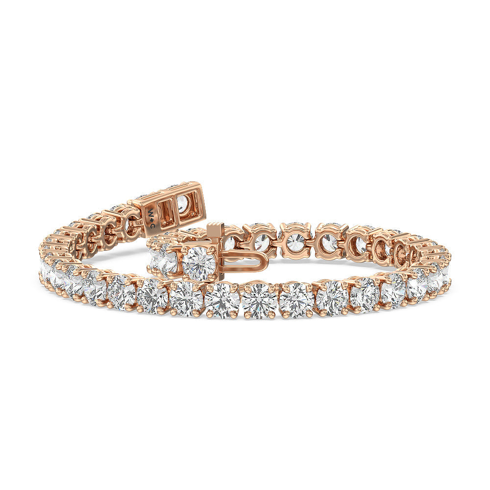 Four Prong Lab Diamond Tennis Bracelet with 12 Cut Diamond in 14KT Rose Gold view 2
