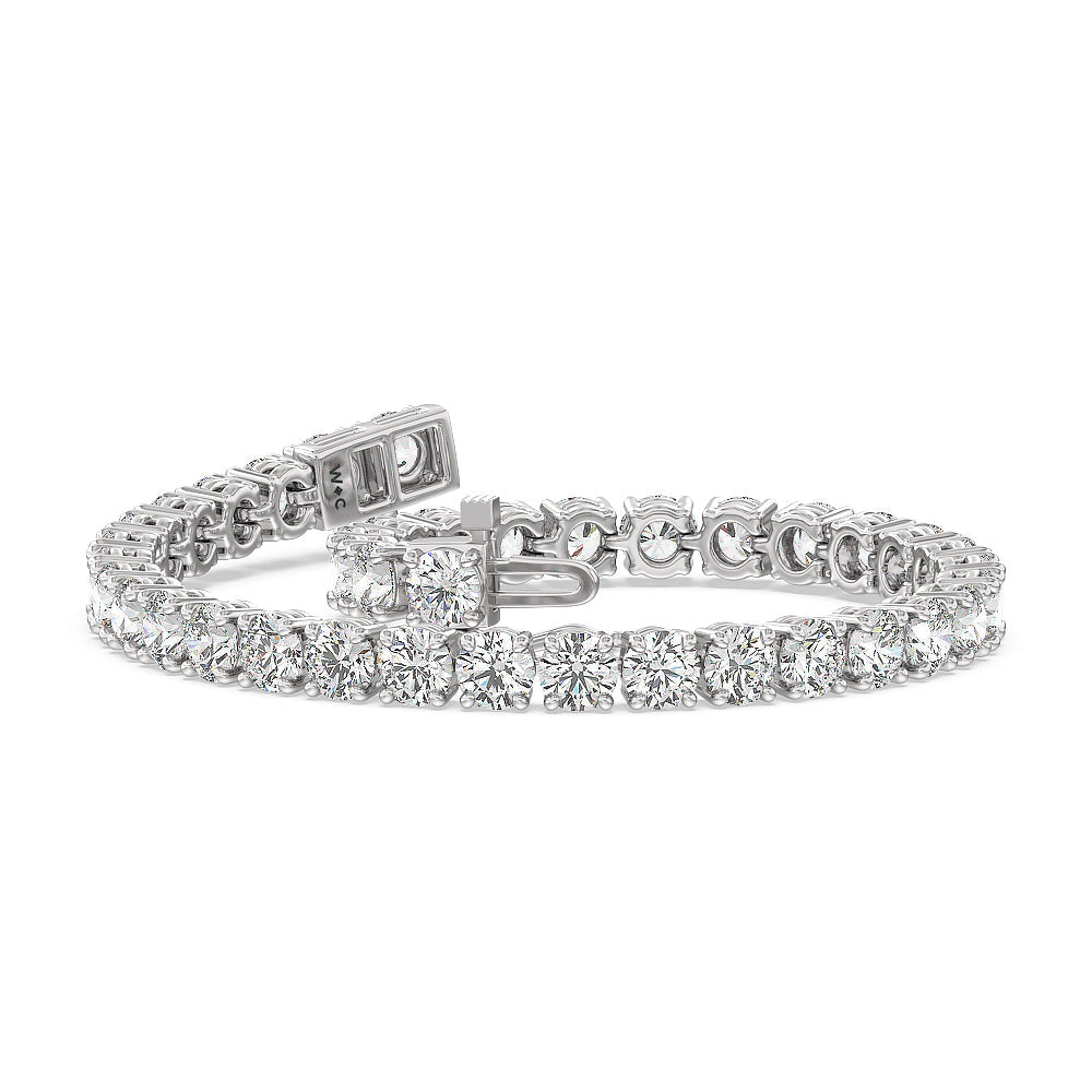 Four Prong Lab Diamond Tennis Bracelet with 12 1/5 Cut Diamond in 14KT White Gold view 2

