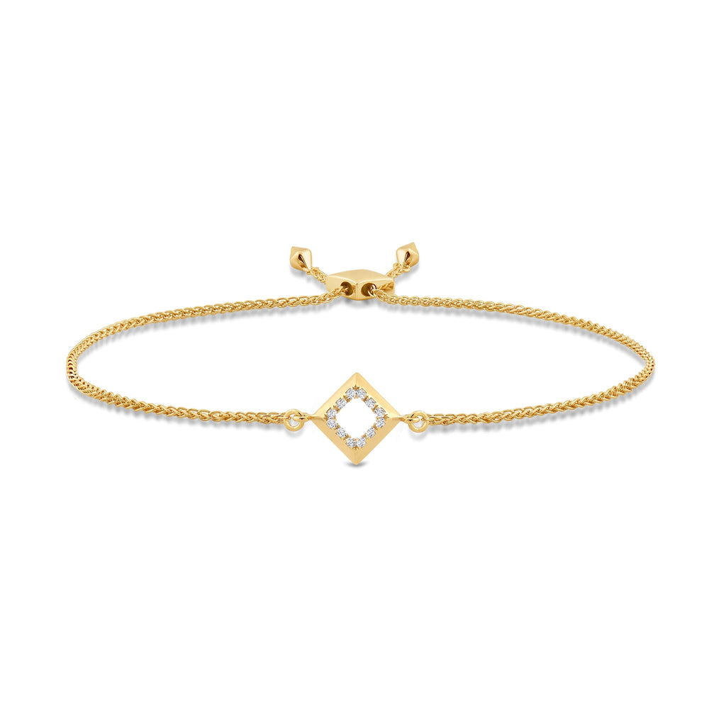 Petite Kite Geometry Bolo Bracelet with Lab Cut Diamond in 14KT Yellow Gold view 1
