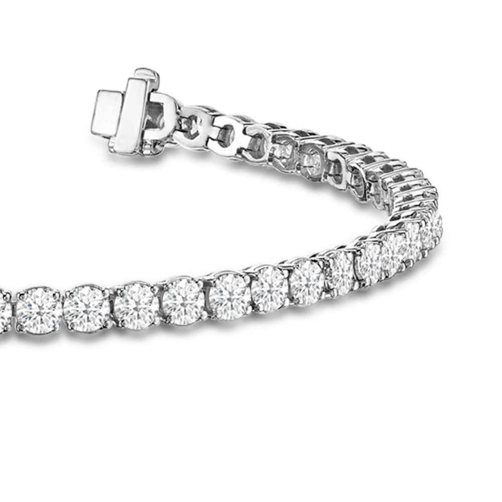 Classic 4-Prong Round Lab Diamond Basket Tennis Bracelet with 2 5/8 Cut Diamond in 14KT White Gold view 2
