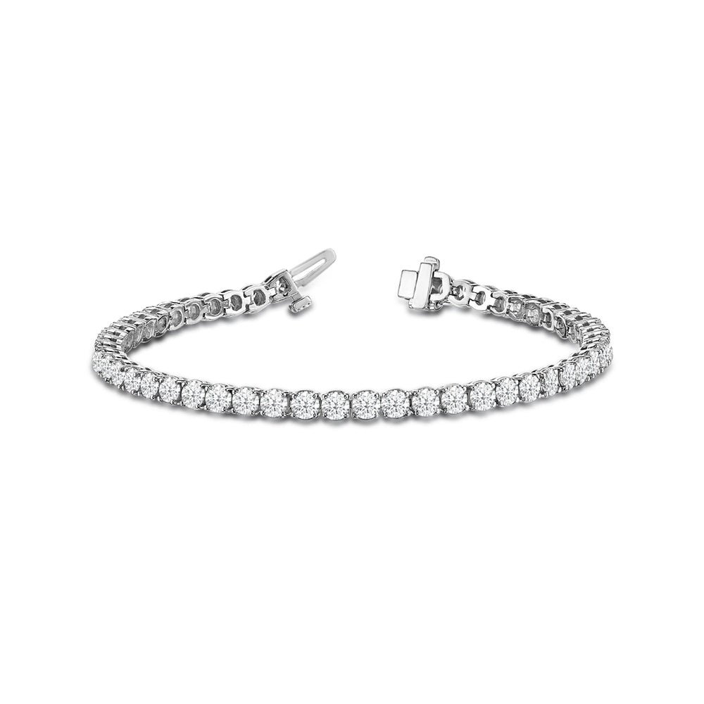 Classic 4-Prong Round Lab Diamond Basket Tennis Bracelet with 3 3/8 Cut Diamond in 14KT White Gold view 1
