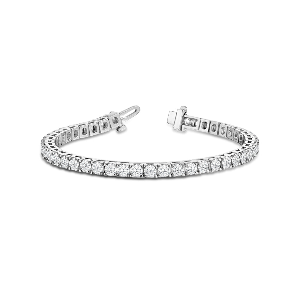Classic 4-Prong Round Lab Diamond Square Basket Tennis Bracelet with 5 3/8 Cut Diamond in 14KT White Gold view 1

