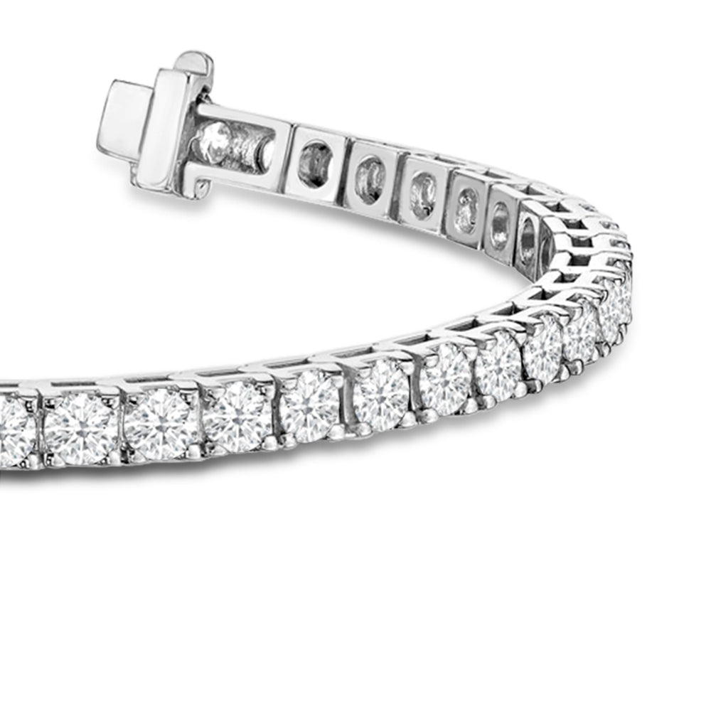 Classic 4-Prong Round Lab Diamond Square Basket Tennis Bracelet with 5 3/8 Cut Diamond in 14KT White Gold view 2
