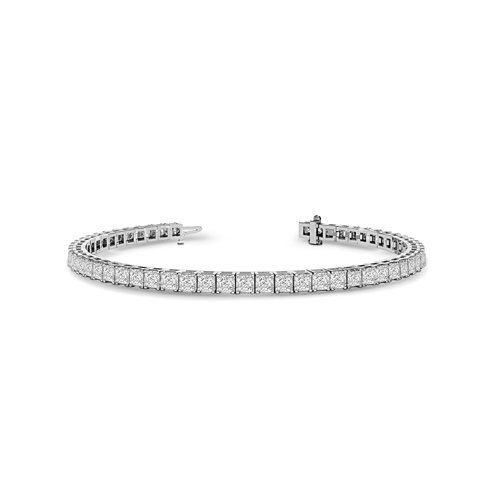 Princess Cut Lab Diamond No-Gap Tennis Bracelet with 9 5/8 Cut Diamond in 14KT White Gold view 1

