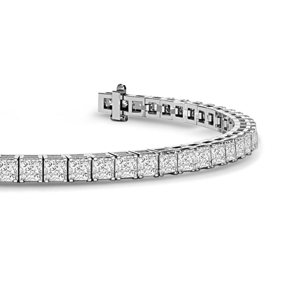 Princess Cut Lab Diamond No-Gap Tennis Bracelet with 9 5/8 Cut Diamond in 14KT White Gold view 2
