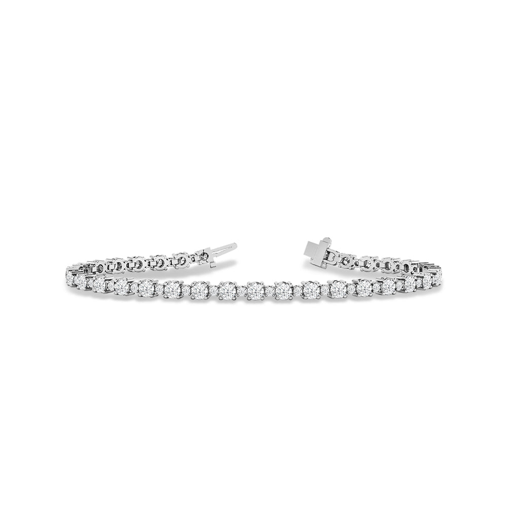 Alternating Big and Small Lab Diamond Tennis Bracelet with 2 3/4 Cut Diamond in 14KT White Gold view 1
