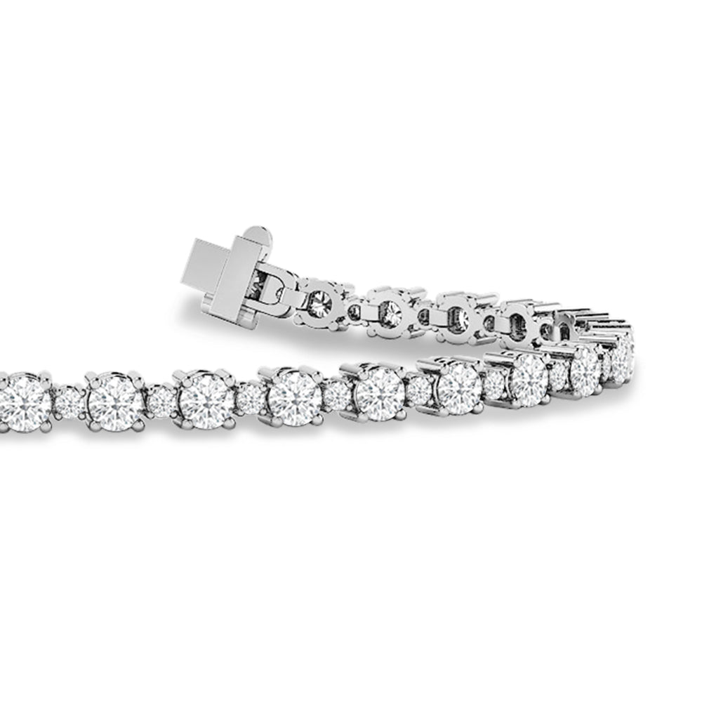 Alternating Big and Small Lab Diamond Tennis Bracelet with 2 3/4 Cut Diamond in 14KT White Gold view 2
