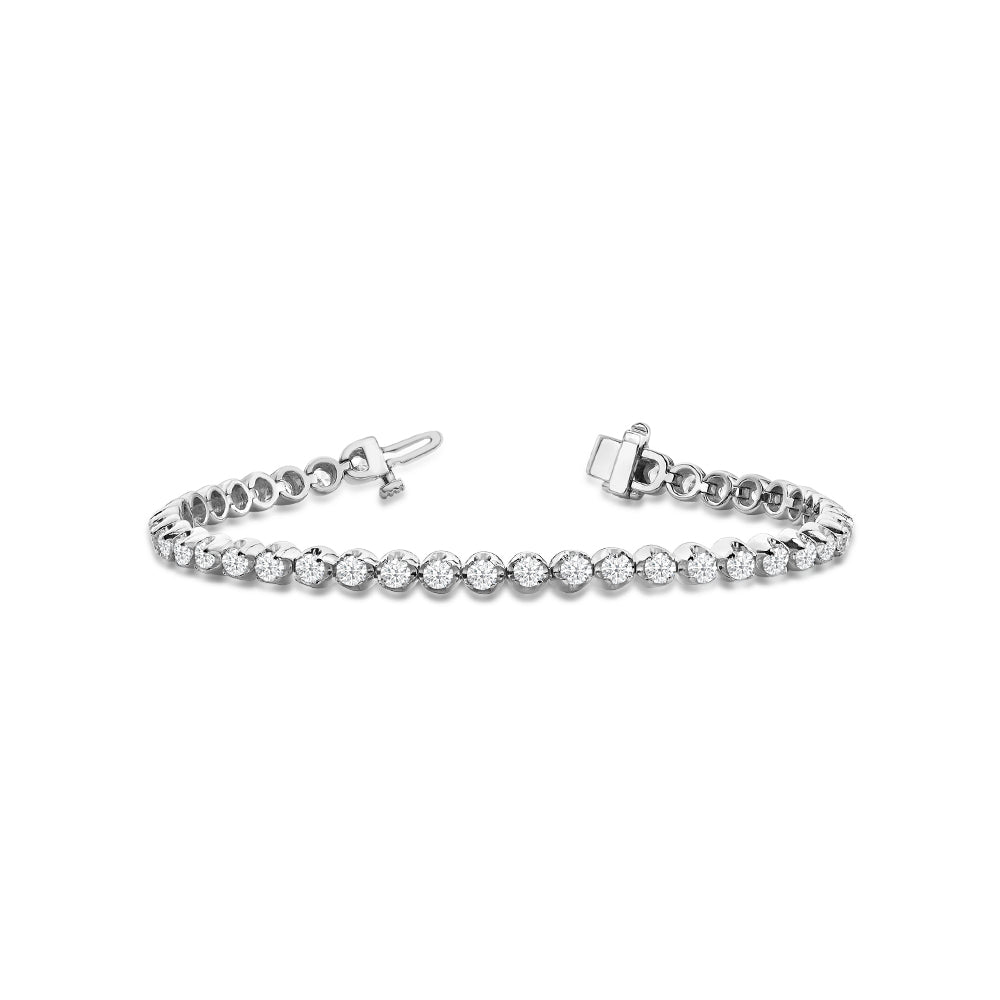 Modern Nugget Lab Diamond Tennis Bracelet with 1 3/4 Cut Diamond in 14KT White Gold view 1
