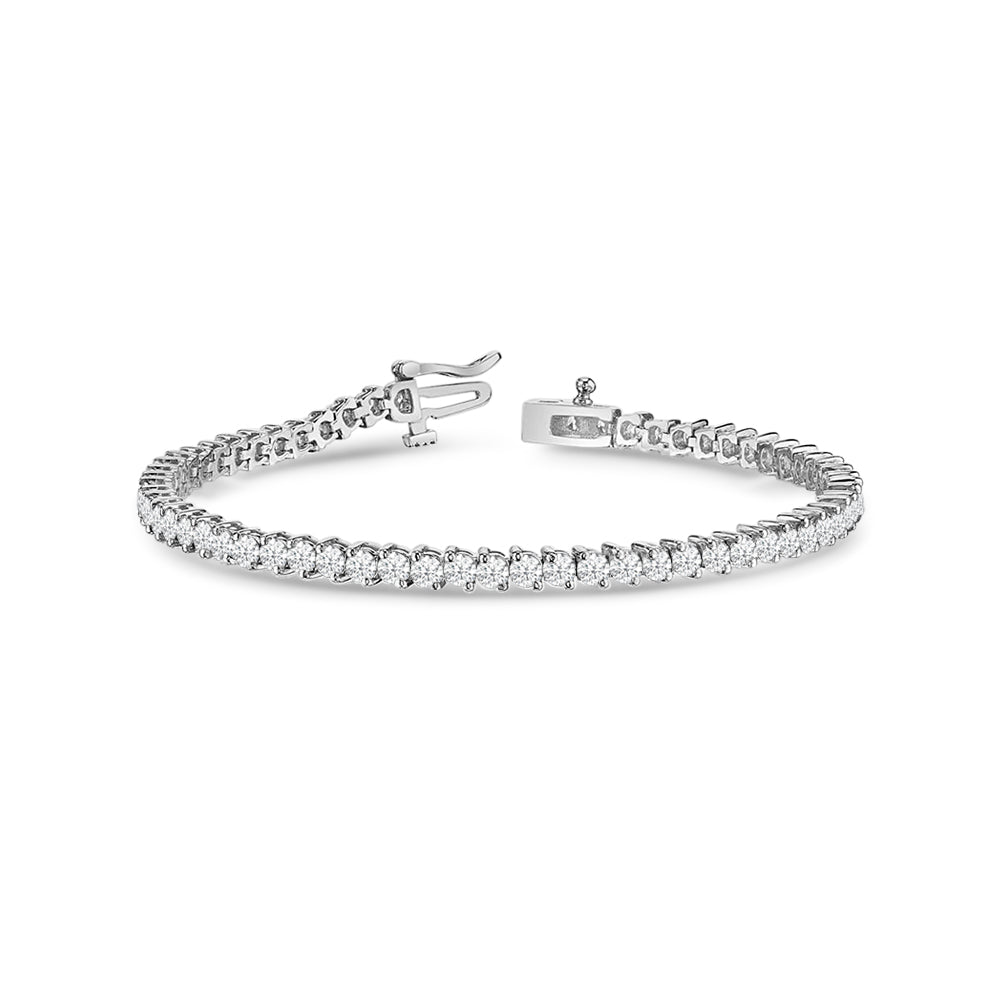 Edgy 2-Prong Lab Diamond Tennis Bracelet with 2 3/4 Cut Diamond in 14KT White Gold view 1

