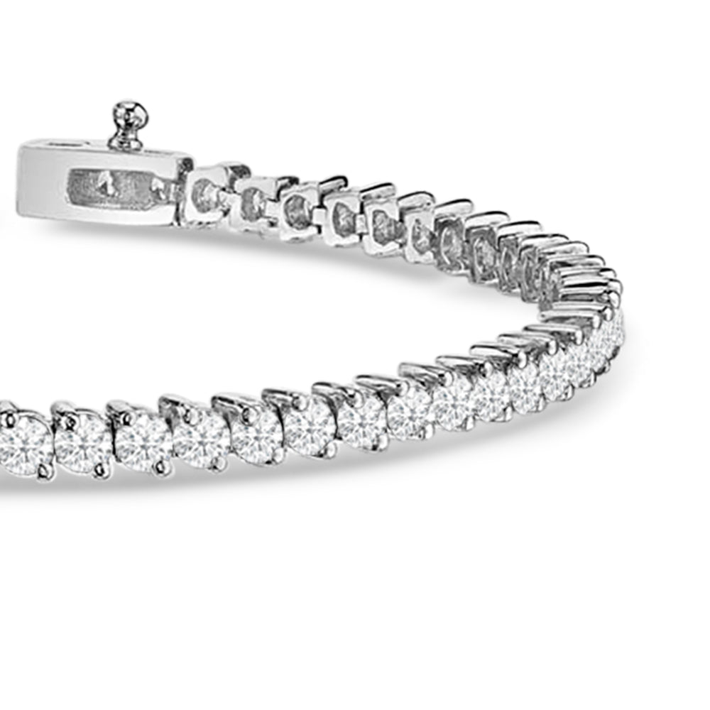 Edgy 2-Prong Lab Diamond Tennis Bracelet with 3 1/3 Cut Diamond in 14KT White Gold view 2
