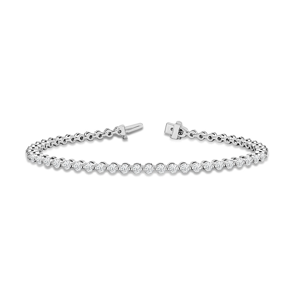 Classic Single Row Lab Diamond Tennis Bracelet with 2 1/4 Cut Diamond in 14KT White Gold view 1
