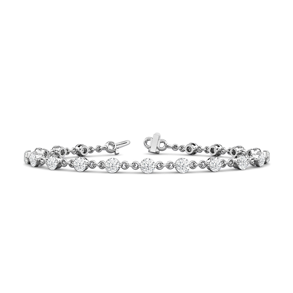 Lab Diamond Chain Link Bracelet with 4 1/4 Cut Diamond in 14KT White Gold view 1
